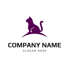 動物 & 寵物Logo Flat Purple Cat logo design