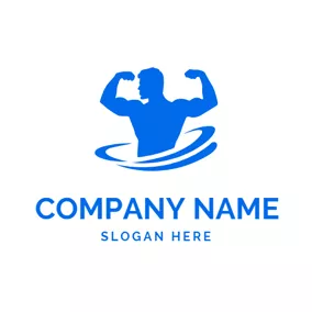 Fitness Logo Flat Strong Muscle Man logo design