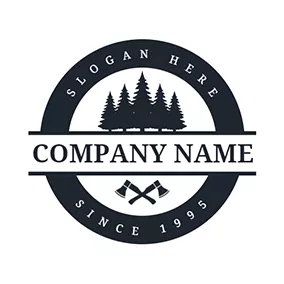 Industrial Logo Forest Axe Circle and Banner logo design