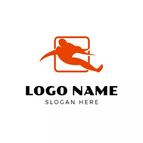 Athlete Logo Frame and Parkour Sportsman logo design