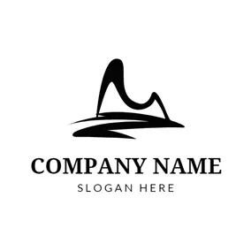 River Logo Freehand Mountain and River logo design