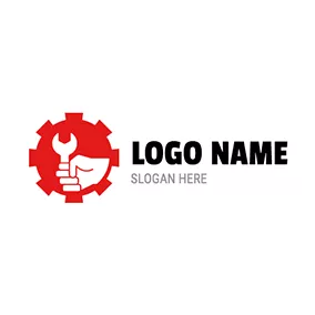 Industrial Logo Gear Spanner Hand Workshop logo design