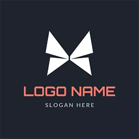 Simple Logo Geometry and Simple White Butterfly logo design