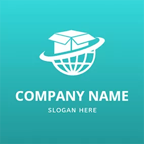 Deliveryman Logo Global Curve Line Box Courier logo design