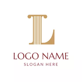 Logótipo De Advogados E Direito Golden Capital Letter L logo design