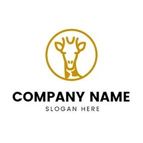 Logotipo De Animal Golden Circle and Giraffe Head logo design