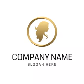 剪影 Logo Golden Circle and Women Silhouette logo design
