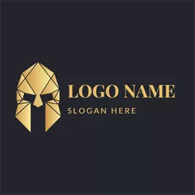 角斗士 Logo Golden Geometric Warrior Head logo design
