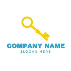 Logotipo De Llave Golden Key Magnifier Search logo design