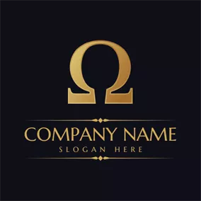 金屬Logo Golden Omega Symbol logo design