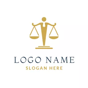 弁護士＆法律のロゴ Golden Scale and Judge logo design