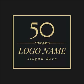 周年庆Logo Golden Square and 50th Anniversary logo design