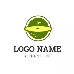 Hole Logo Golf Flag and Golf Course logo design