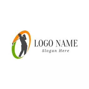 Athlete Logo Golf Player and Golf Clubs logo design