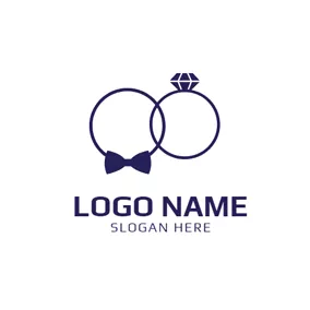 Logotipo De Novia Gorgeous Purple Couple Rings logo design