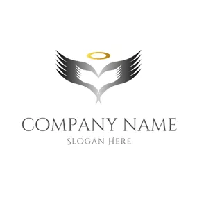 Spiritual Logo Gray and White Angel Wing logo design
