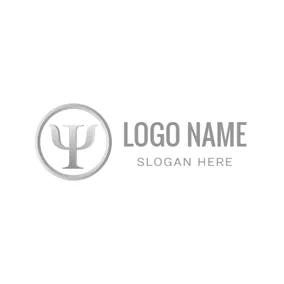 Font Logo Gray Circle and Psi logo design