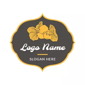 Frame Logo Gray Decoration and Yellow Orchid logo design