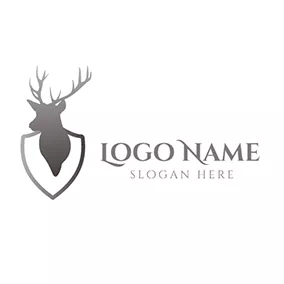 Stag Logo Gray Deer Head Badge Icon logo design