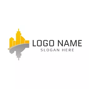 Architecture Logo Gray Reflection and Yellow Architecture logo design