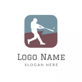 Exercise Logo Gray Square and White Ballplayer logo design
