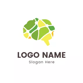 Logótipo Psicologia Green and Blue Brain logo design