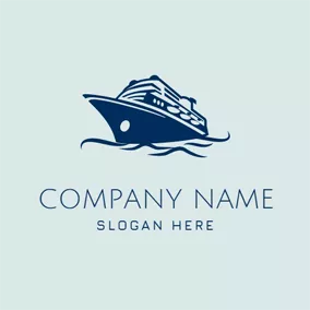船 Logo Green and Blue Steamship logo design