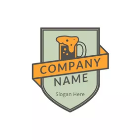 酒馆 Logo Green and Orange Beer logo design