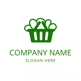 Vegan Logo Green and White Vegetable Basket logo design