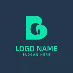 モノグラムロゴ Green Bold Letter B Monogram logo design
