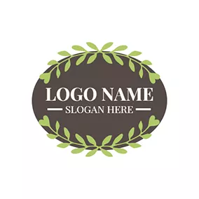 Badge Logo Green Branch and Brown Badge logo design