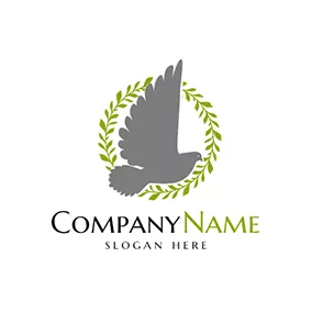 Chick Logo Green Branch and Flying Dove logo design