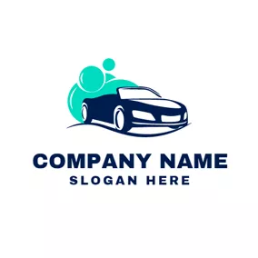 Cleaner Logo Green Bubble and Car Wash logo design