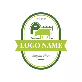 Logotipo De Agricultor Green Bull and Stock Farming logo design