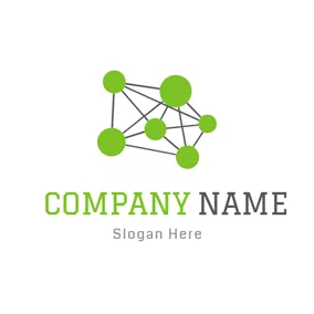 Communication Logo Green Circle and Gray Structure logo design