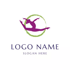 Athlete Logo Green Circle and Gymnast logo design