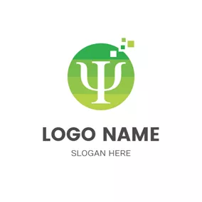 Font Logo Green Circle and Psi logo design