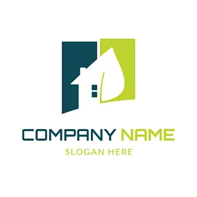 Building Logo Green Decoration and Abstract House logo design