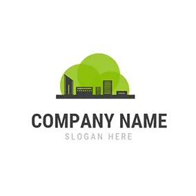 Corporate Logo Green Decoration and Black Building logo design