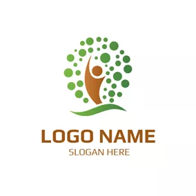 Point Logo Green Dots and Brown Student logo design