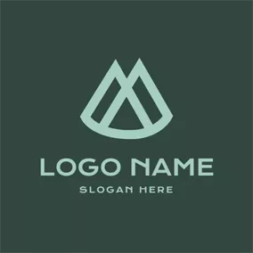 文織字母Logo Green Double Inverted V Monogram logo design