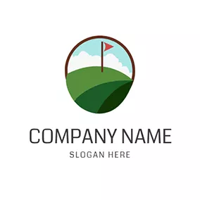 Golf Club Logo Green Golf Course and Golf Ball logo design