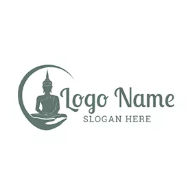 Spiritual Logo Green Hand and Buddha Icon logo design