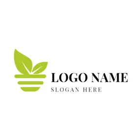 Industrial Logo Green Leaf and Lamp Bulb logo design