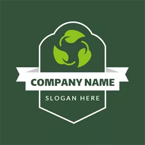 回收利用Logo Green Leaf and Shield logo design