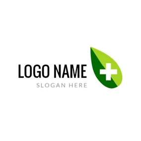 Medical & Pharmaceutical Logo Green Leaf and White Cross logo design