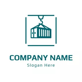 Logistics Logo Green Load Hook and Container logo design