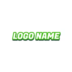 Italic Logo Green Outlined White Wordart logo design
