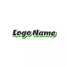 かっこいい文字のロゴ Green Shadow and Black Font logo design