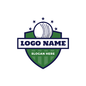 Green Shield and White Cricket Ball logo design